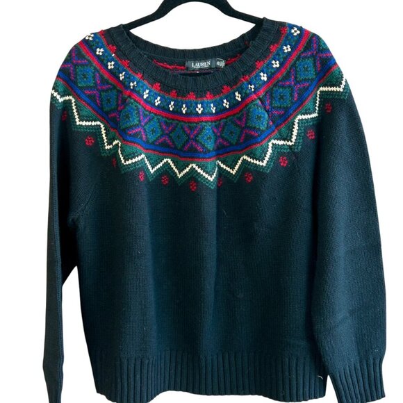 Lauren Ralph Lauren Black Label Fair Isle Wool Sweater Size XL - Picture 2 of 10